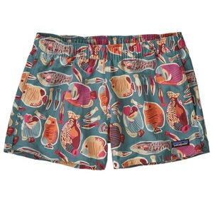 Patagonia women’s 2.5” barely baggies shorts athletic fish print NWT